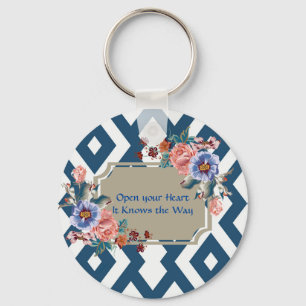 Porte-clés Design géométrique bleu/blanc Porte - clé flora