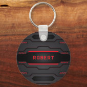 Porte-clés Design géométrique en métal noir et rouge (Verso)