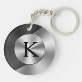 Porte-clés Design géométrique noir et faux argenté (Dos)