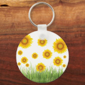 Porte-clés Design graphique de tournesol brillant et élégant (Recto)