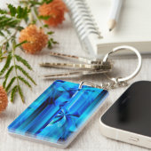 Porte-clés Design graphique transparent - bleu noir I (Devant droit)