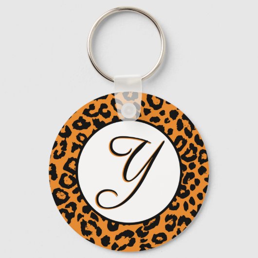 Porte-clés Design léopard orange avec Y (Recto)