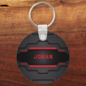 Porte-clés Design métallique noir et rouge (Verso)