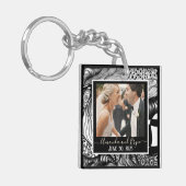 Porte-clés Design moderne élégant noir et blanc avec photo (Devant gauche)