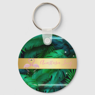 Porte-clés Design moderne, Feuilles Tropical Palm, Rose
