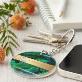 Porte-clés Design moderne, Feuilles Tropical Palm, Rose (Devant Droit)