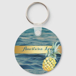 Porte-clés Design Moderne, Plage, Voir, Ananas