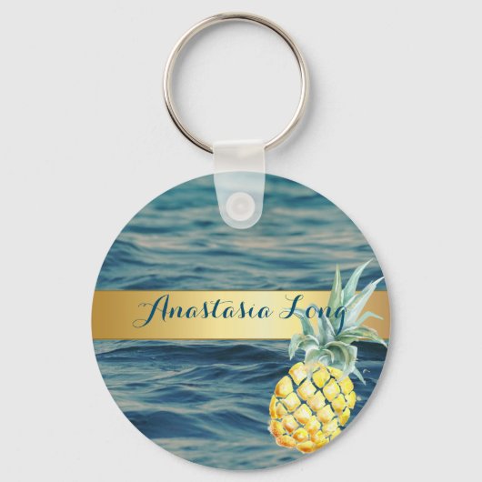 Porte-clés Design Moderne, Plage, Voir, Ananas (Recto)