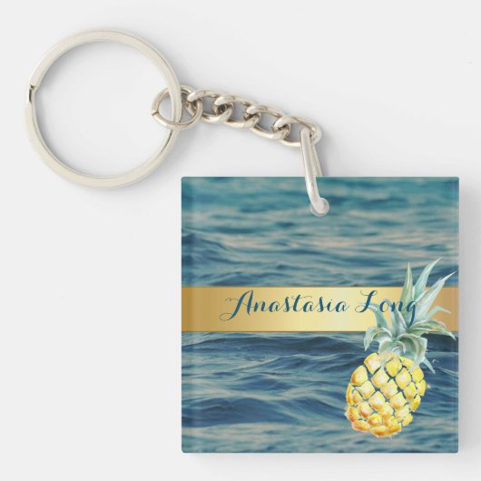 Porte-clés Design Moderne, Plage, Voir, Ananas (Devant)