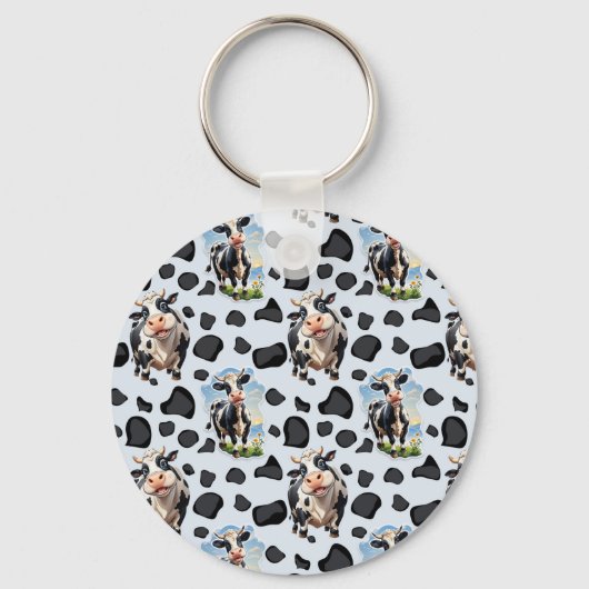 Porte-clés Design Motif animal de vache (Recto)