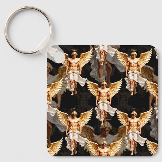 Porte-clés Design Motif des Anges d'or céleste (Recto)