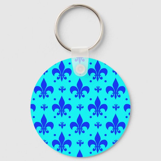 Porte-clés Design Motif Fleur de lis bleu (Recto)