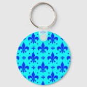 Porte-clés Design Motif Fleur de lis bleu (Verso)
