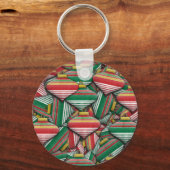 Porte-clés Design Motif rétro rouge vert rayé (Recto)