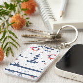 Porte-clés Design nautique bleu, blanc et rouge (Devant droit)