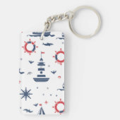 Porte-clés Design nautique bleu, blanc et rouge (Dos)