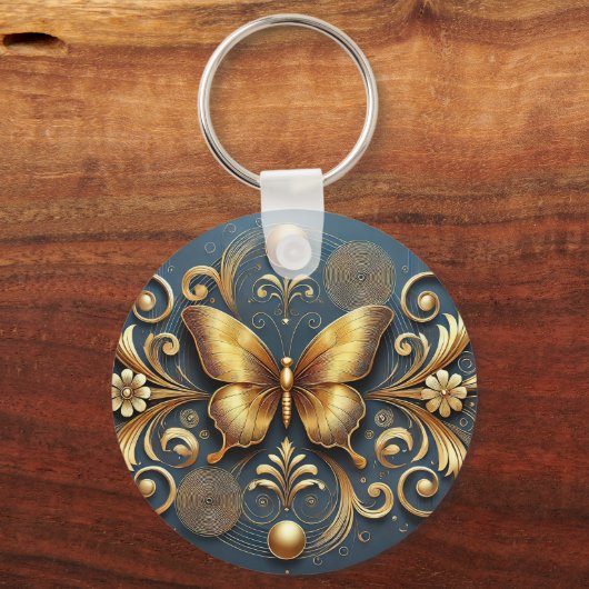 Porte-clés Design papillon d'or (Verso)