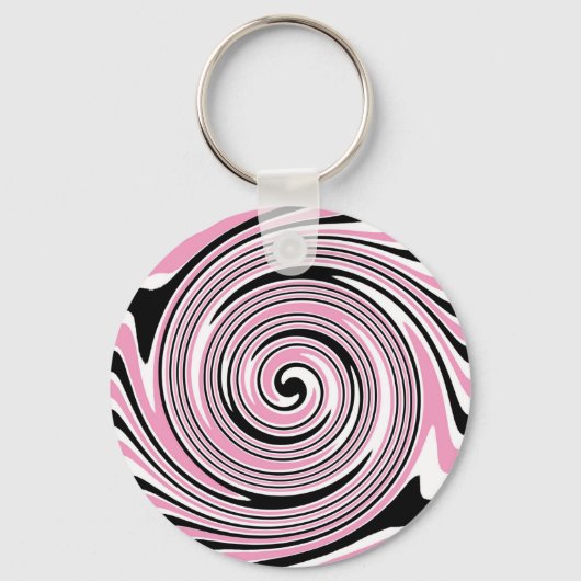 Porte-clés Design pivotant rose et noir (Recto)