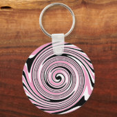 Porte-clés Design pivotant rose et noir (Recto)