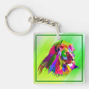 Porte-clés Design Pop Art Prismatique Tête de Lion-62502
