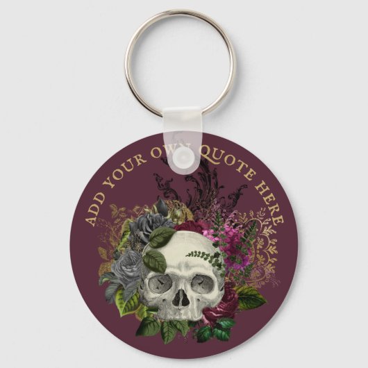 Porte-clés Design Propre crâne gothique Bourgogne Rose Goth D (Recto)