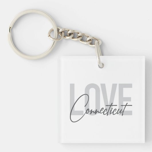 Porte-clés Design simple, moderne, cool Love Connecticut (Devant)