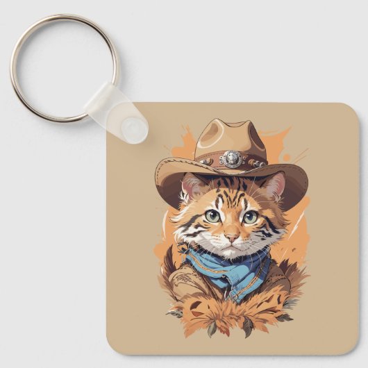 Porte-clés Design vintage Cowboy Kitten (Recto)