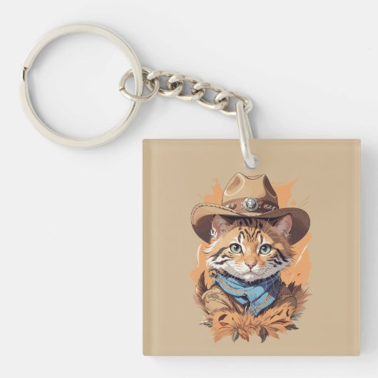 Porte-clés Design vintage Cowboy Kitten (Devant)