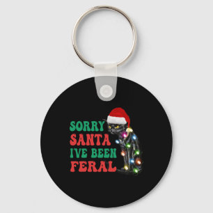 Porte-clés Désolé Père Noël J'ai été feral Fun Chat Noël Ligh