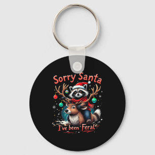 Porte-clés Désolé Père Noël J'ai été Feral Raccoon Funny Chri