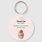 Porte-clés Dessert de fraise Cupcake Anniversaire Merci (Recto)