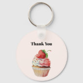 Porte-clés Dessert de fraise Cupcake Anniversaire Merci (Verso)