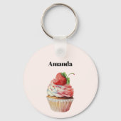 Porte-clés Dessert sucré à la fraise Cupcake (Recto)