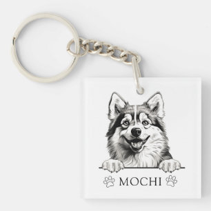 Porte-clés Dessin à la main de Chien Pomsky personnalisé
