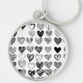 Porte-clés Dessin adorable de Black Heart Scribble (Devant)