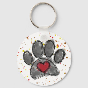 Porte-clés Dessin Amoureux des chiens Aquarelle Peinture