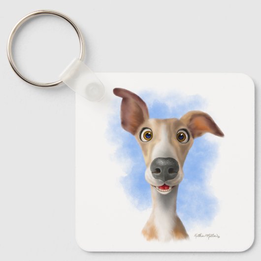 Porte-clés Dessin animé adorable Whippet  (Recto)
