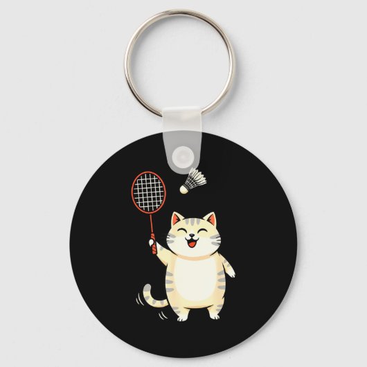 Porte-clés Dessin animé de chat de badminton, conception de c (Recto)