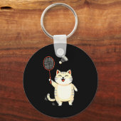 Porte-clés Dessin animé de chat de badminton, conception de c (Recto)