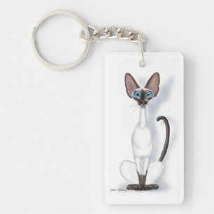 Porte-clés Dessin animé de chat siamois grand et excentrique