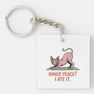 Porte-clés Dessin animé de chat Sphynx faisant du yoga drôle