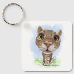 Porte-clés Dessin animé de chat tabby drôle