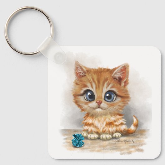 Porte-clés Dessin animé de chaton orange (Recto)