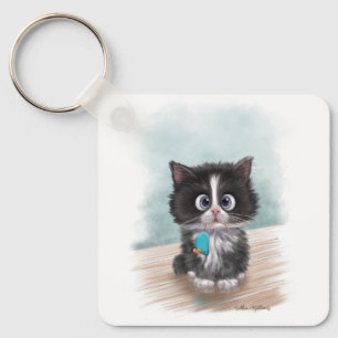 Porte-clés Dessin animé de chaton smoking adorable