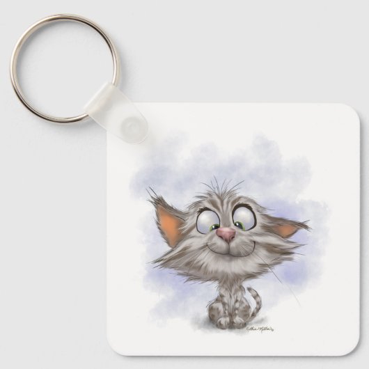 Porte-clés Dessin animé de chaton tabby amusant (Recto)
