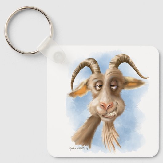 Porte-clés Dessin animé de chèvre amusant (Recto)