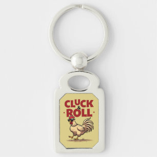 Porte-clés Dessin animé de coq cool "Cluck & Roll" drôle