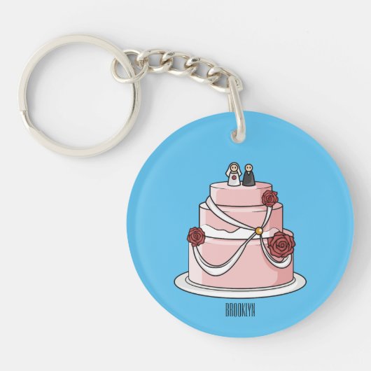 Porte-clés dessin animé de gâteau mariage (Devant)