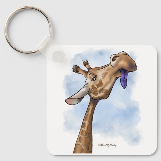Porte-clés Dessin animé de girafe condescendant (Recto)