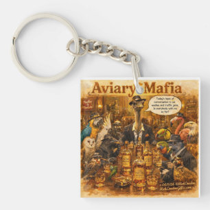 Porte-clés Dessin animé de la mafia aviaire – Humour de la fa